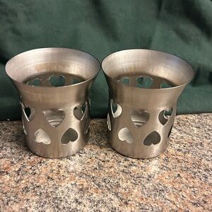 Bloomfield Stainless  Steel Heart Cutout Candle Holders- set of 2 Used